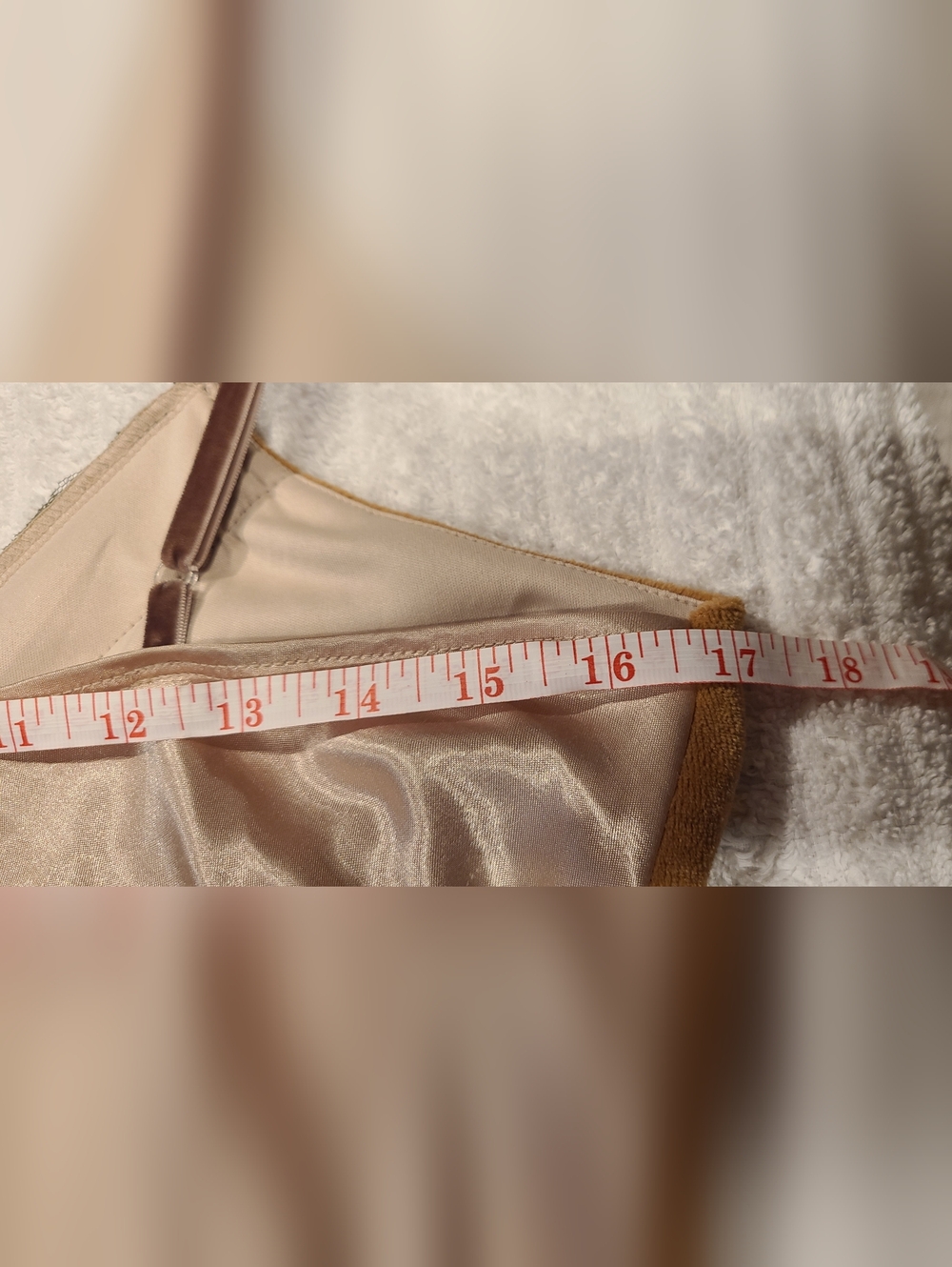 Trixxi: Satin, Lace and Velvet Sleeveless Top in Gold and Taupe Tones - Picture 10 of 10